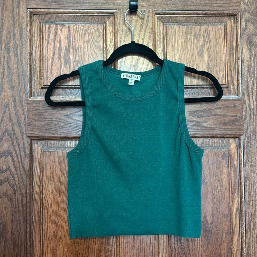 Green Cropped Tank Top